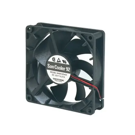 Produktfoto 1 von Sanyo Denki 9A Axiallüfter, Kugel, 12V dc / 2.52 W 210 mA, 6300 U/min, 87 m³/h IP68 92 mm 92mm 25 mm