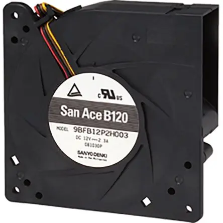 Produktfoto 1 von Sanyo Denki San Ace B120 Zentrifugallüfter, Lüfter, 24V dc, DC, 56.5 cfm 120 mm, 62 dBA 120mm, 3750 U/min 32 mm