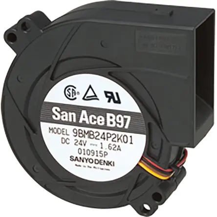 Produktfoto 1 von Sanyo Denki San Ace B97 Zentrifugallüfter, Lüfter, 24V dc, DC 97 mm, 66 dBA 97mm, 4850 U/min 33 mm