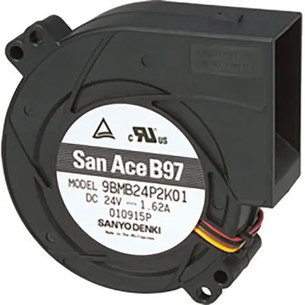 Produktfoto 1 von Sanyo Denki San Ace B97 Zentrifugallüfter, Lüfter, 24V dc, DC, 43.1 cfm 97 mm, 59 dBA 97mm, 5250 U/min 33 mm