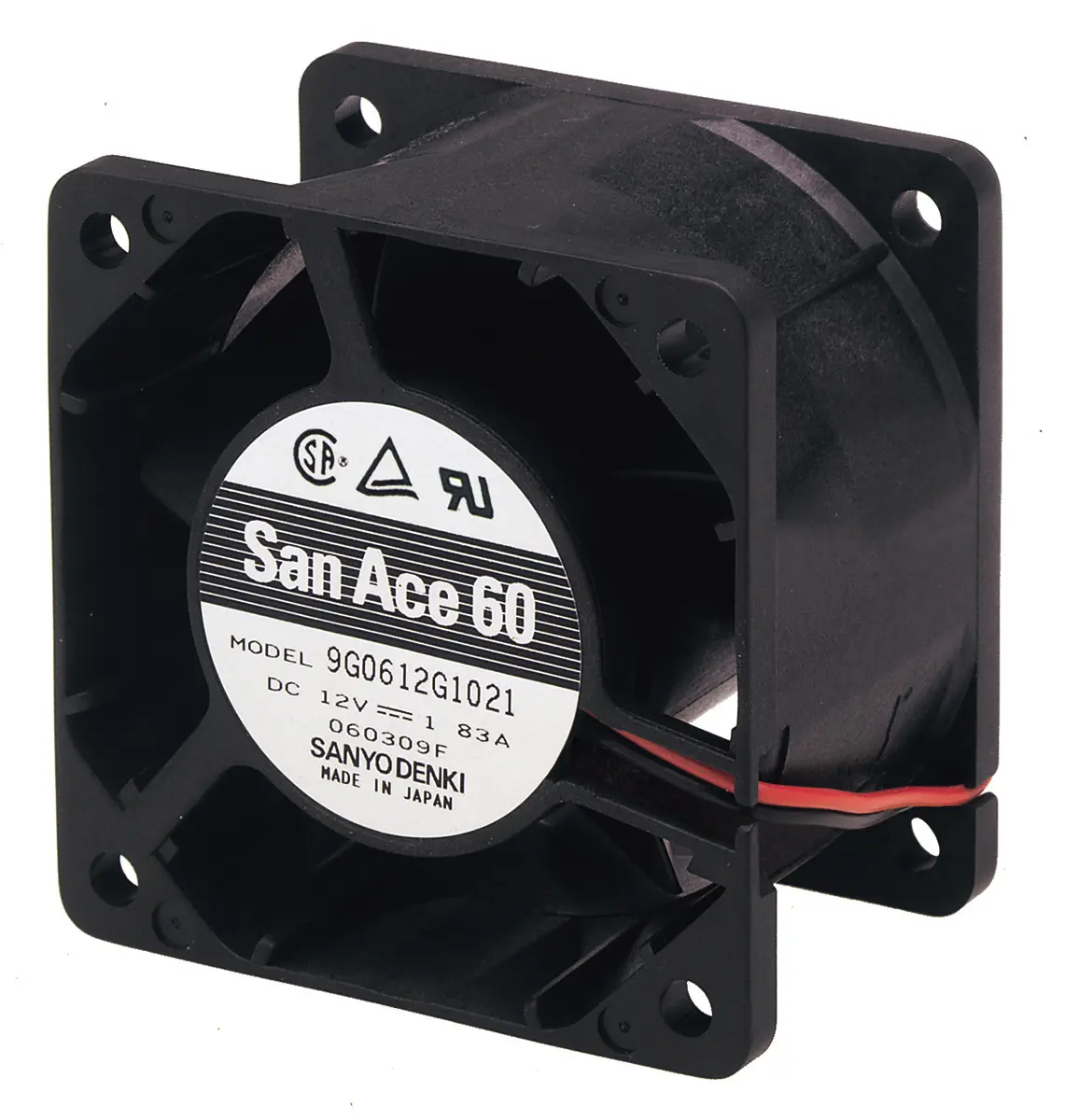 Produktfoto 1 von Sanyo Denki 9G DC-Axiallüfter, Kugellager, 12 V dc / 18.5W, 60 x 60 x 38mm, 110.4m³/h
