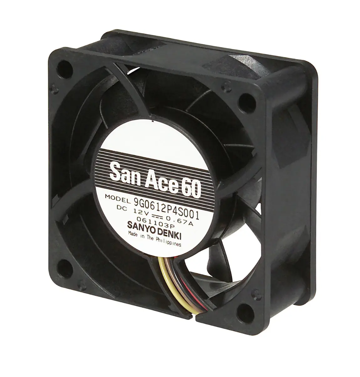 Produktfoto 1 von Sanyo Denki 9G DC-Axiallüfter, Kugellager, 12 V dc / 6W, 60 x 60 x 25mm, 72.5m³/h
