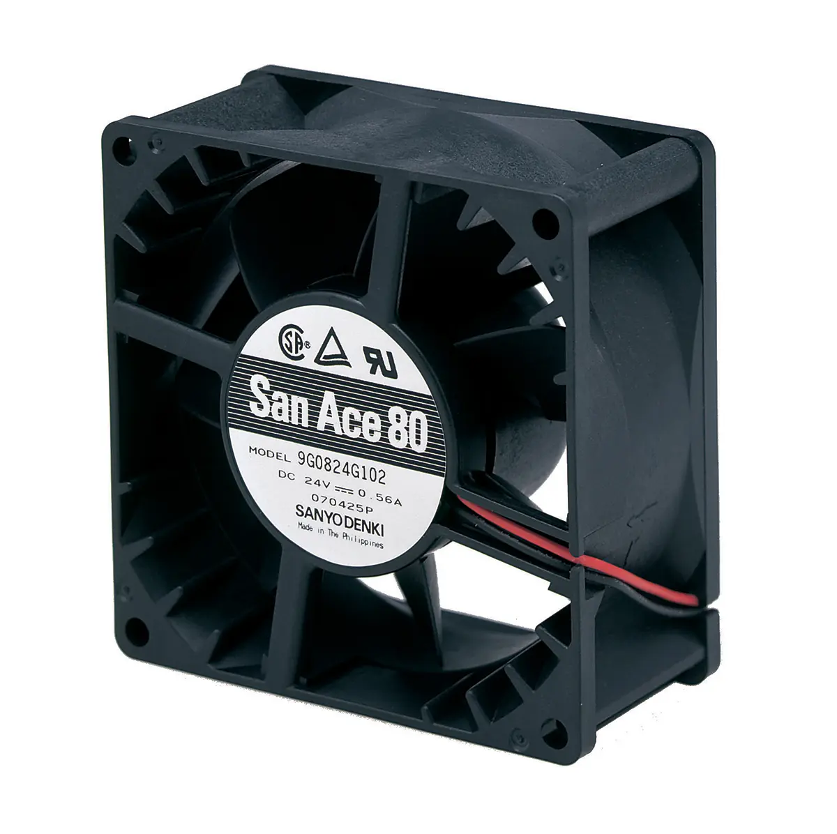 Produktfoto 1 von Sanyo Denki 9G DC-Axiallüfter, Kugellager, 24 V dc / 13.4W, 80 x 80 x 38mm, 152.9m³/h