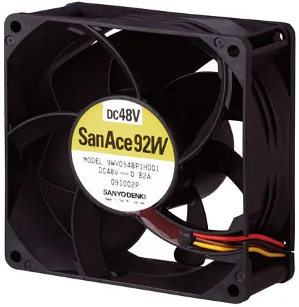 Produktfoto 1 von Sanyo Denki 9WV Axiallüfter, Kugel, 48V dc / 39.4 W 820 mA, 8500 U/min, 302.4 m³/h IP68 92 mm 92mm 38 mm