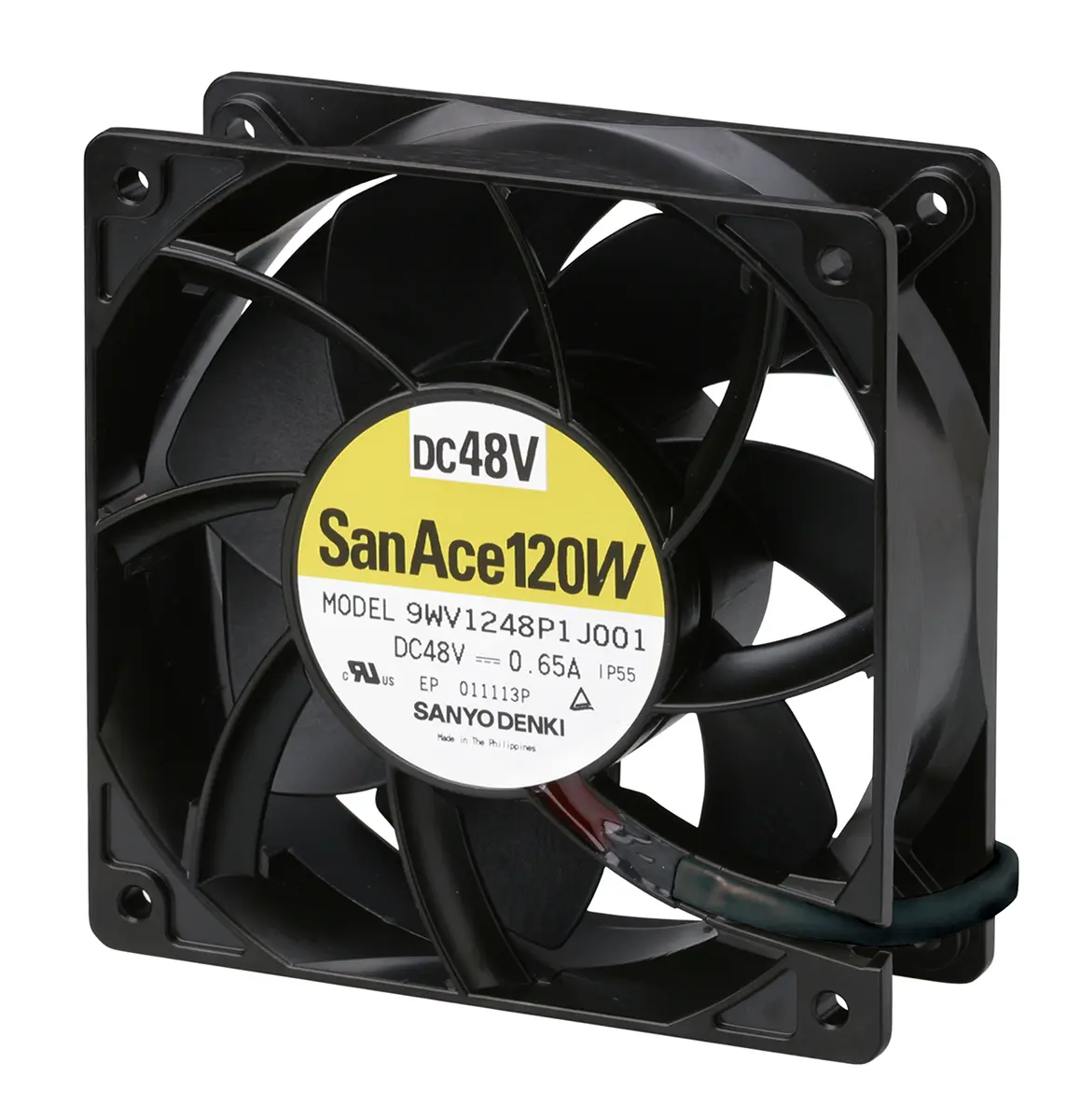 Produktfoto 1 von Sanyo Denki 9WV DC-Axiallüfter, Kugellager, 48 V dc / 31.2W, 120 x 120 x 38mm, 6400U/min, 380.6m³/h