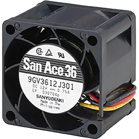 Produktfoto 1 von Sanyo Denki 9GV Axiallüfter, Kugel, 12V dc / 9 W 340 mA, 14000 U/min, 23.9 m³/h 36 mm 36mm 28 mm