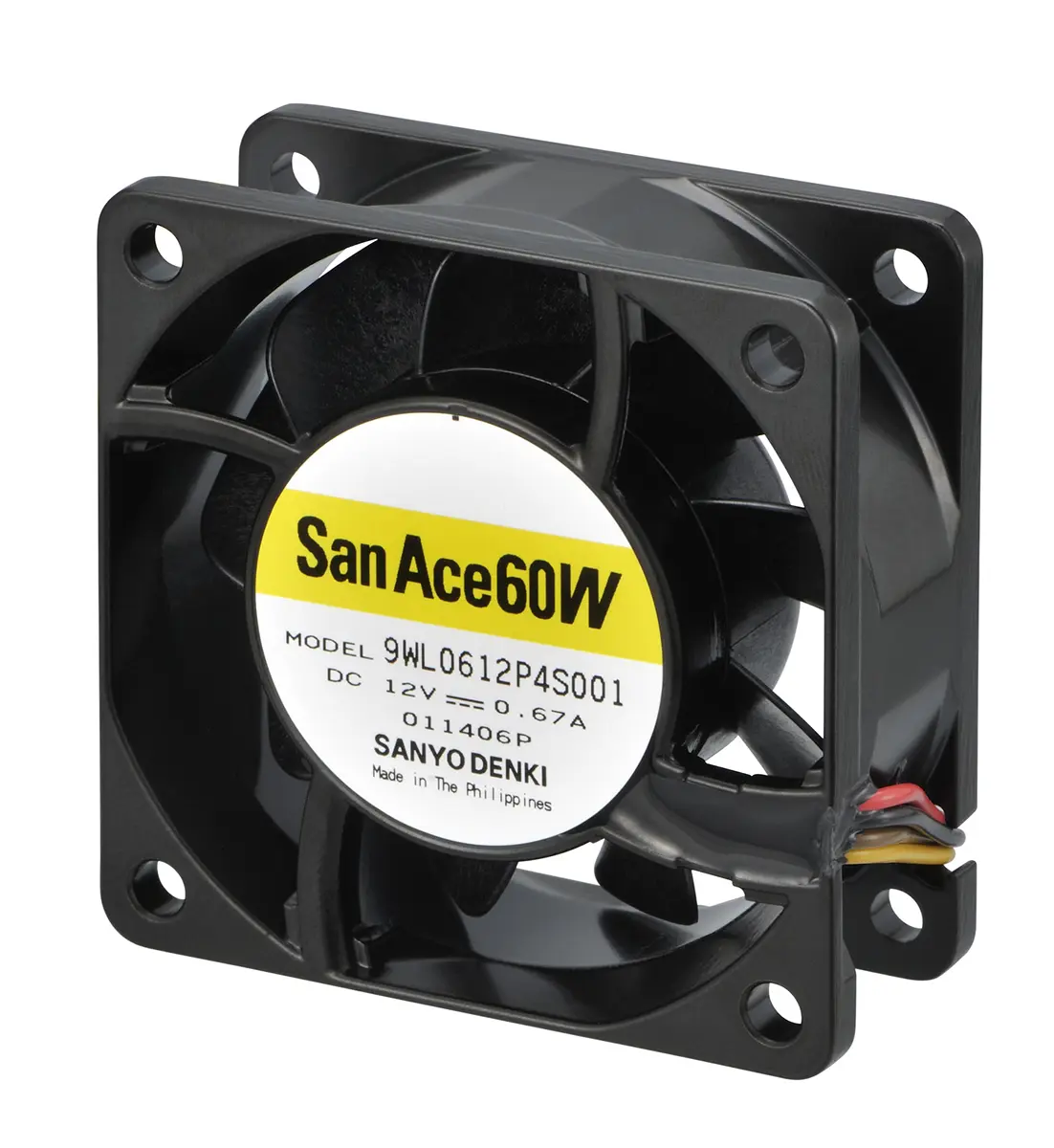 Produktfoto 1 von Sanyo Denki 9WL DC-Axiallüfter, Kugellager, 12 V dc / 4.68W, 60 x 60 x 25mm, 8650U/min, 65.9m³/h