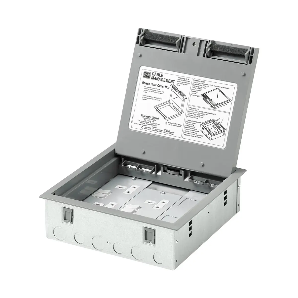 Produktfoto 1 von MK Electric Bodentank Grau, 3 Fächer 272 mm x 272 mm 32 mm