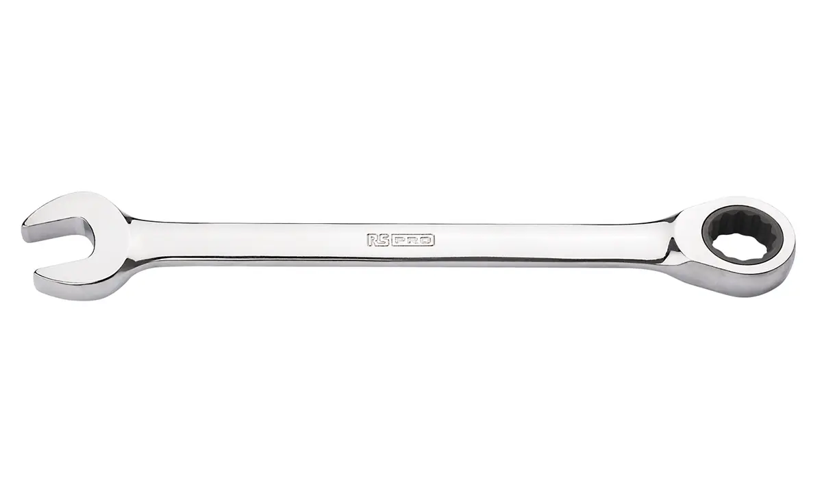Produktfoto 1 von RS PRO Ring-Maulschlüssel Chrom 10 mm, CrV-Stahl Höhensicher, Länge 160 mm