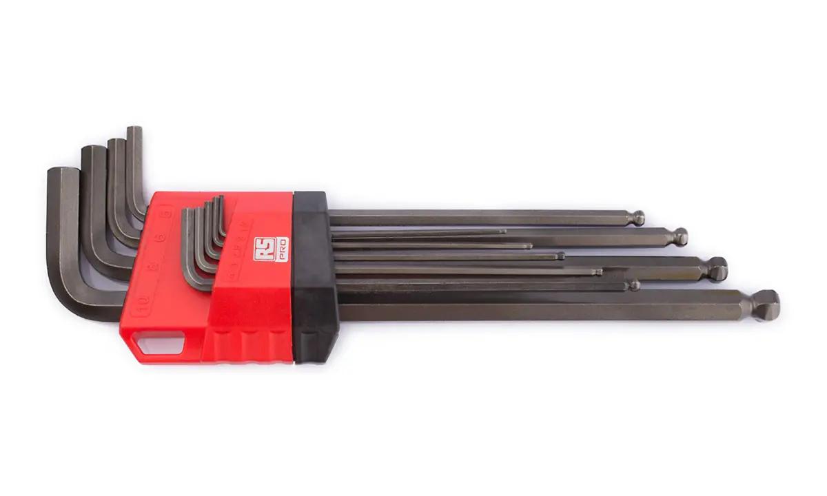Produktfoto 1 von RS PRO metrisch  Innensechskant-Schlüssel, Satz 9-teilig 1.5mm L-Form lang