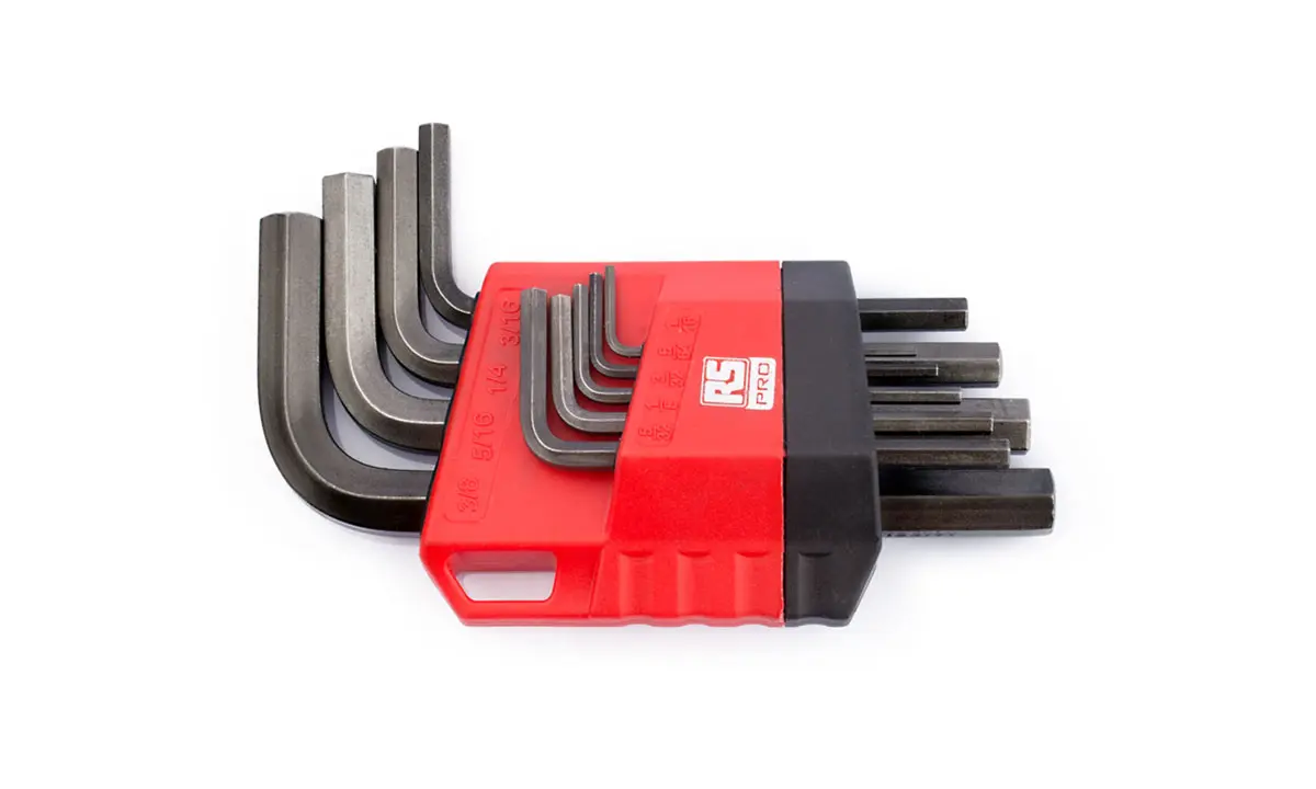 Produktfoto 1 von RS PRO zöllig  Innensechskant-Schlüssel, Satz 9-teilig 1/16 → 3/8Zoll L-Form kurz