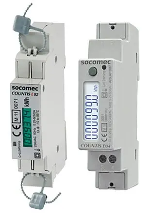 Produktfoto 1 von Socomec Countis E00 Energiemessgerät LCD 90 mm x 18 mm Energiemessgerät, 7-stellig / 1-phasig 5 Ausg. Impulsausgang
