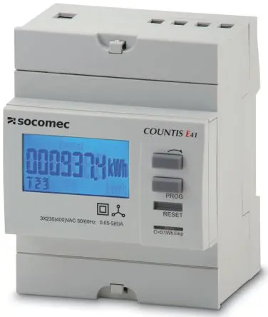 Produktfoto 1 von Socomec Countis E41 Energiemessgerät LCD-Hintergrundbeleuchtung 90 mm x 72 mm Energiemessgerät, 8-stellig / 3-phasig 2