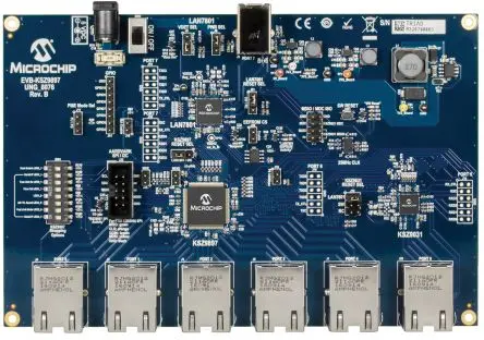 Produktfoto 1 von Microchip KSZ9897 Schalter Entwicklungstool Kommunikation und Drahtlos KSZ9031RNX, LAN7801, KSZ9897R Evaluierungsplatine