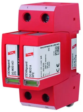 Produktfoto 1 von Dehn DG M TN ACI Überspannungsableiter Typ 2/Klasse Ii 20 kA 275V, DIN-Hutschiene, -40 °C→80 °C