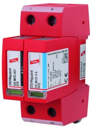 Produktfoto 1 von Dehn DG M TT 2P ACI Überspannungsableiter Überspannungsableiter 275V, DIN-Hutschiene, -40 °C→80 °C
