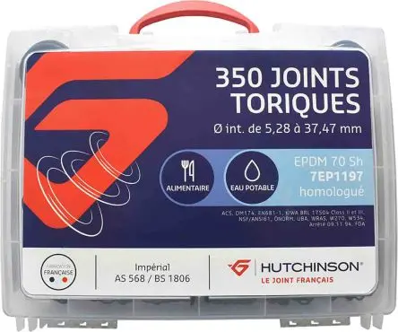Produktfoto 1 von Hutchinson Le Joint Français Ethylen-Propylen-Dien-Monomer O-Ring-Satz, Dichtungsring ,Gummidichtung