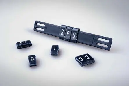 Produktfoto 1 von SES Sterling PLIO M-65 PP MDE Kabel-Markierer, aufsteckbar, Beschriftung: C, Weiß auf Blau, Ø 9mm - 109mm