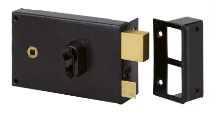 Dom Metalux, Schwarz Kastenschloss aus Stahl, Mit Schlüssel, entsperrbar mit Schlüssel