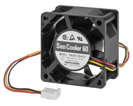 Produktfoto 1 von Sanyo Denki 9A06 Axiallüfter, Kugel, 24V dc / 3.12 W 80 mA, 5600 U/min, 27.6 cfm 60 mm 60mm 25 mm
