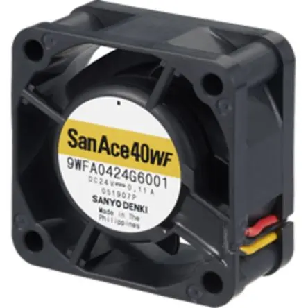 Produktfoto 1 von Sanyo Denki San Ace Axiallüfter, Kugel, 24V dc / 2.6 W 110 mA, 17000 U/min, 10.9 cfm IP68 40 mm 40mm 20 mm