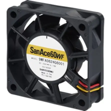 Produktfoto 1 von Sanyo Denki San Ace Axiallüfter, Kugel, 24V dc / 3.8 W 160 mA, 7700 U/min, 27.9 cfm IP68 60 mm 60mm 20 mm