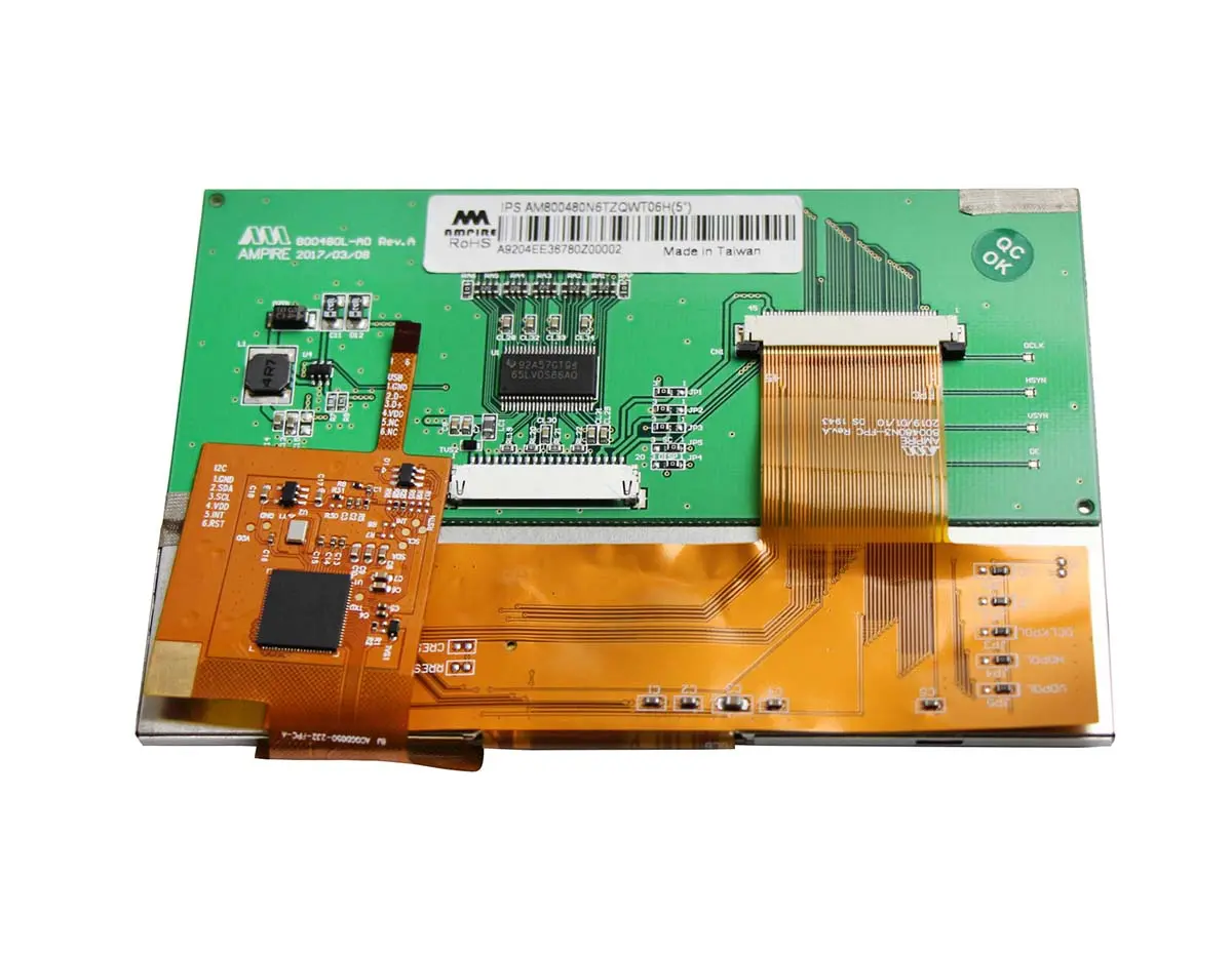 Produktfoto 1 von Ampire LCD-Modul 127 mm USB Touchscreen Kapazitiv, 800 x 480 pixel, 119 x 77 mm LCD
