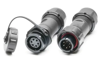 Produktfoto 1 von RS PRO SY13 19.5 mm Standard Rundsteckverbinder Stecker, Buchse 6-polig Stecker/Buchse 5A Kabel IP67