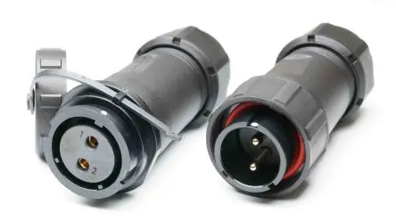 Produktfoto 1 von RS PRO SY21 29 mm Standard Rundsteckverbinder Stecker, Buchse 2-polig Stecker/Buchse 10A Kabel IP67