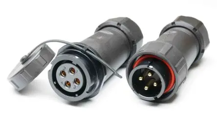 Produktfoto 1 von RS PRO SY21 29 mm Standard Rundsteckverbinder Stecker, Buchse 4-polig Stecker/Buchse 30A Kabel IP67