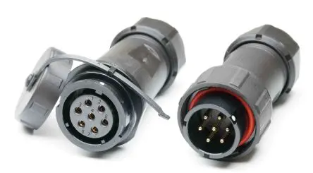 Produktfoto 1 von RS PRO SY21 29 mm Standard Rundsteckverbinder Stecker, Buchse 5-polig Stecker/Buchse 10A Kabel IP67