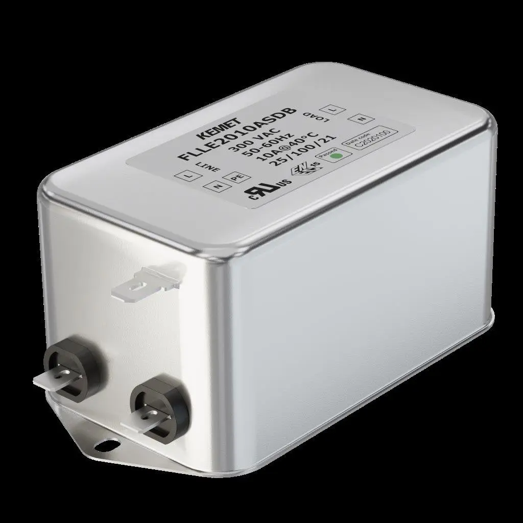 KEMET FLLE2-S EMV-Filter, 300V ac/dc, 6 A, Fahrgestell, Faston, 1-phasig 0.37 mA / 50 Hz, 60 Hz
