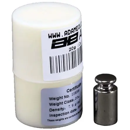 Produktfoto 1 von Adam Equipment Co Ltd Prüfgewicht, 20 g, Klasse M1, Edelstahl