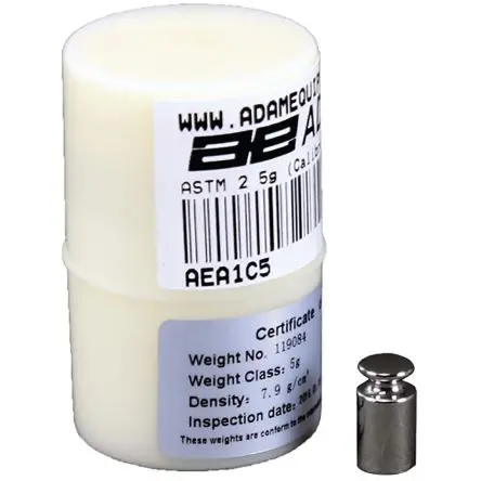 Produktfoto 1 von Adam Equipment Co Ltd Prüfgewicht, 5 g, Klasse M1, Edelstahl