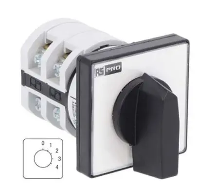 Produktfoto 1 von RS PRO Nockenschalter 16 A, 1-phasig, 5-Stufen Knopf Schraube, 30 °-Wurfwinkel