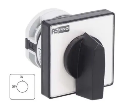Produktfoto 1 von RS PRO Nockenschalter 16 A, 1-phasig, 2-Stufen Knopf Schraube, 90 °-Wurfwinkel