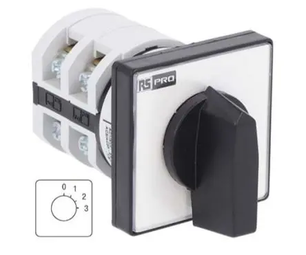 Produktfoto 1 von RS PRO Nockenschalter 20 A, 1-phasig, 4-Stufen Knopf Schraube, 30 °-Wurfwinkel