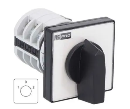 Produktfoto 1 von RS PRO Nockenschalter 20 A, 3-phasig, 3-Stufen Knopf Schraube, 60 °-Wurfwinkel