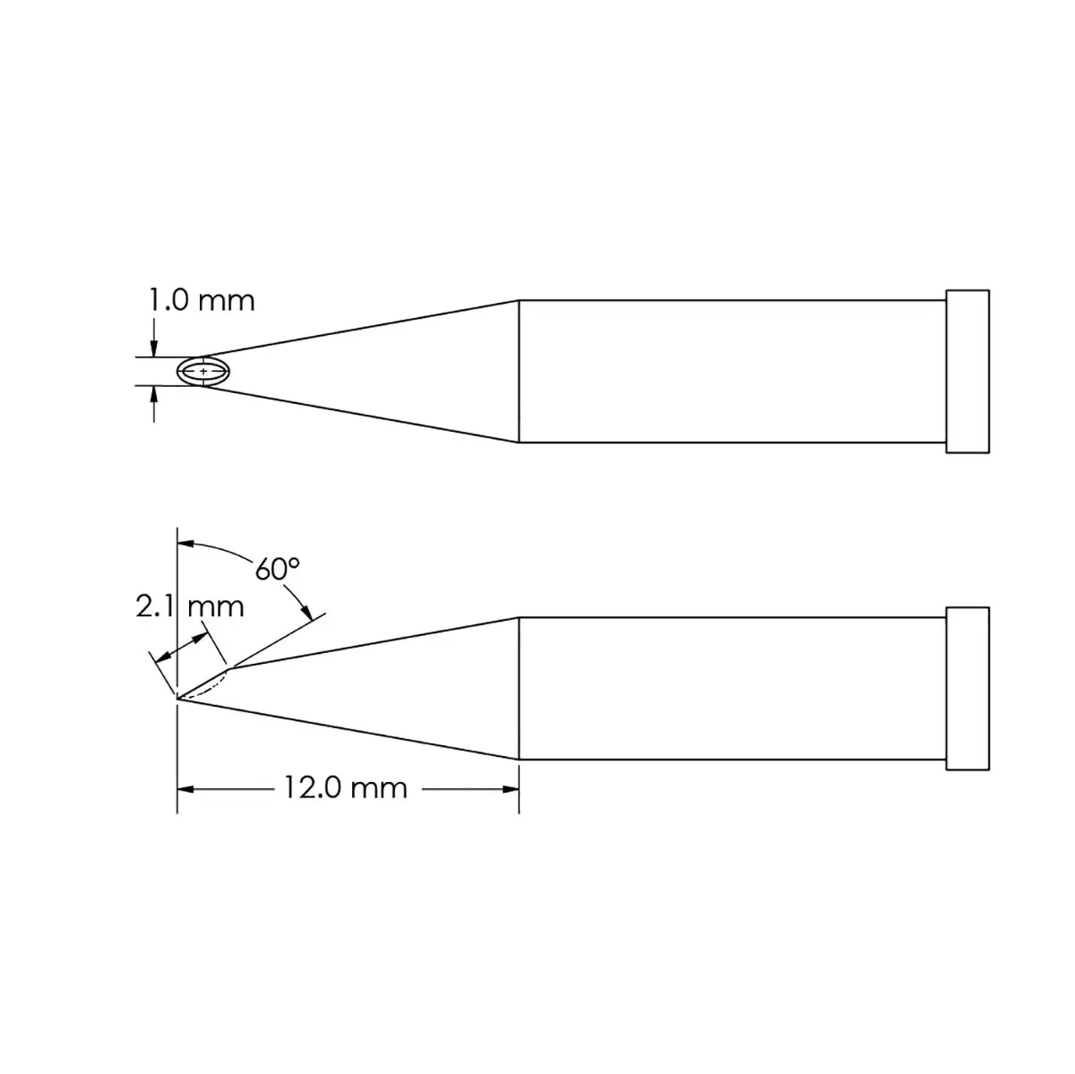 Produktfoto 1 von Metcal / GT4-HF6010V Lötspitze 2,1 x 1 x 12 mm Angeschrägt 60° GT4 für Lötkolben