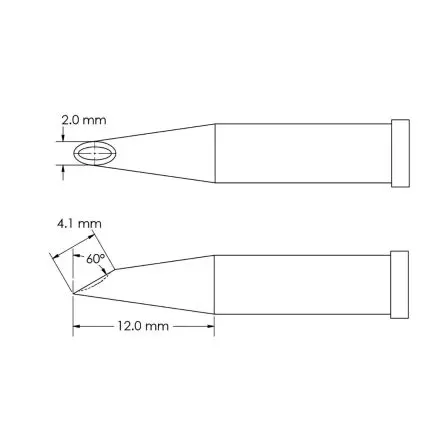 Produktfoto 1 von Metcal 12 mm Lötspitze 4.1 mm Angeschrägt 60 ° GT4