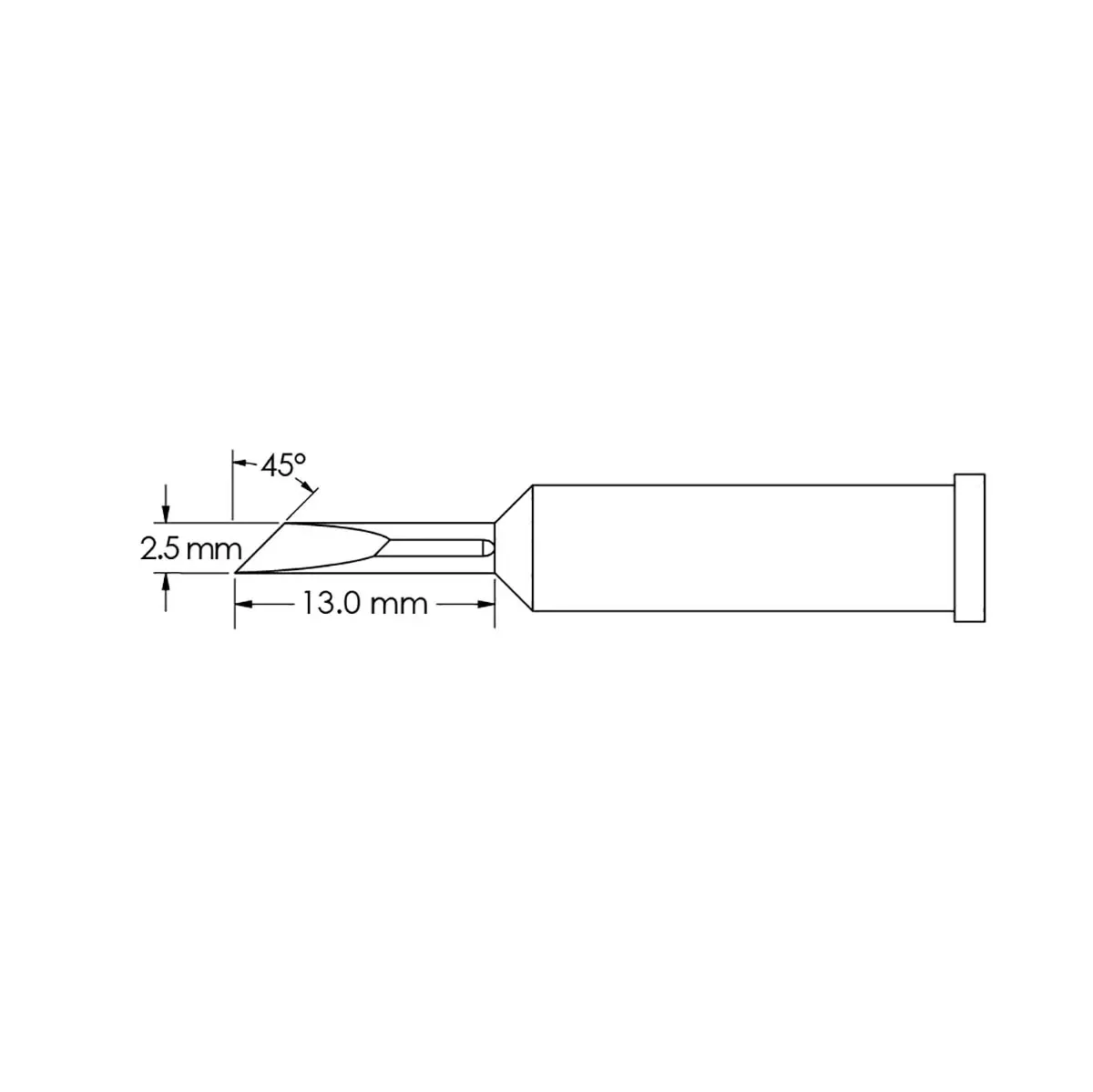 Produktfoto 1 von Metcal / GT6-KN0025P Lötspitze 2,5 x 13 mm flach 45° GT6 für Lötkolben