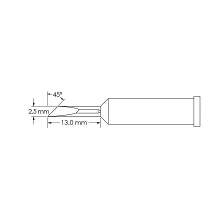 Produktfoto 1 von Metcal 13 mm Lötspitze 13 mm Messer 45 ° GT6