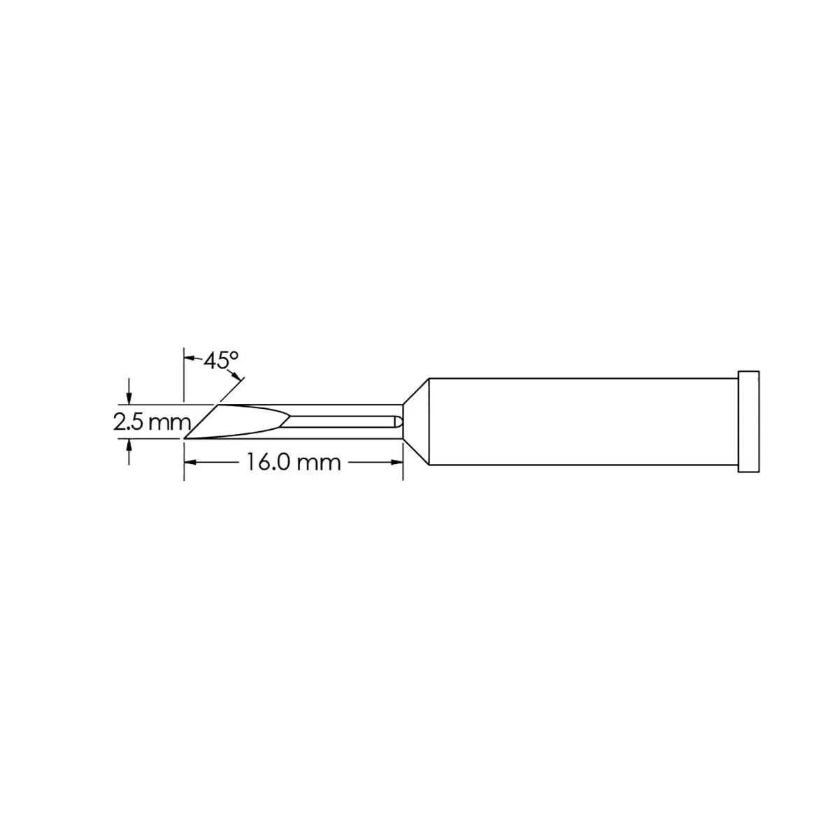 Produktfoto 1 von Metcal / GT6-KN0025S Lötspitze 2,5 x 16 mm flach 45° GT6 für Lötkolben