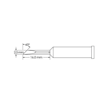 Produktfoto 1 von Metcal 16 mm Lötspitze 16 mm Messer 45 ° GT6