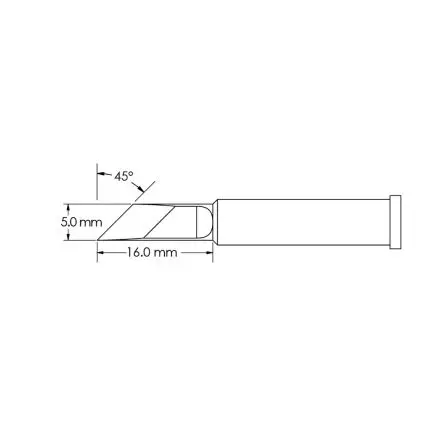 Produktfoto 1 von Metcal 16 mm Lötspitze 16 mm Messer 45 ° GT6