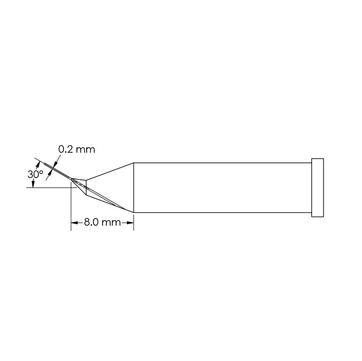 Produktfoto 1 von Metcal / GT6-CN0002R Lötspitze 0,2 x 8 mm konisch GT6 für Lötkolben