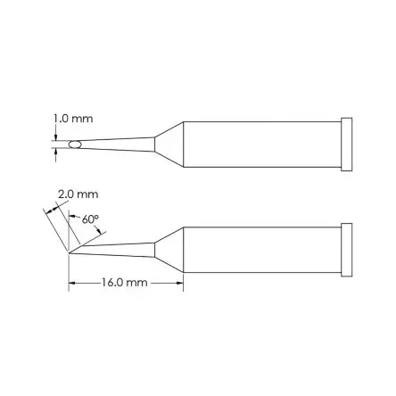 Metcal 16 mm Lötspitze 16 mm Angeschrägt 60 ° GT6