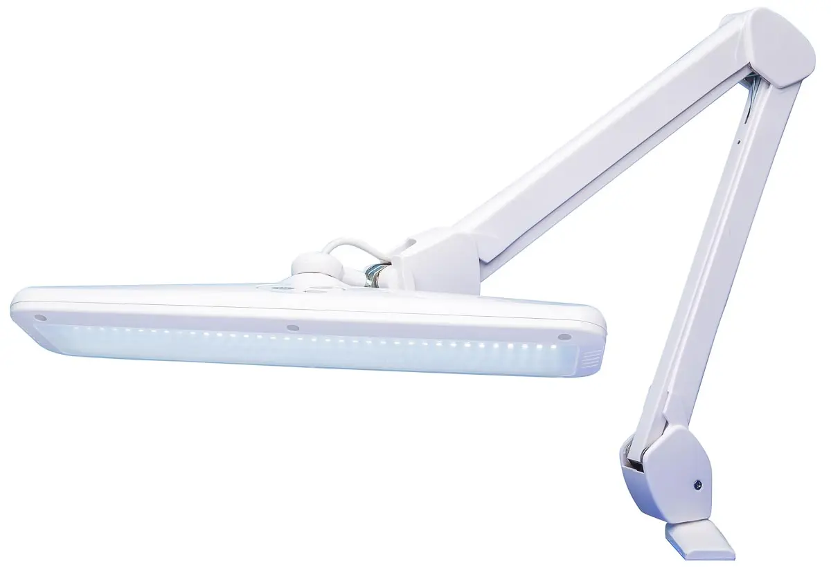 Produktfoto 1 von RS PRO LED Tischleuchte Typ C - EU, 3-polig (Global) Klemme, Einstellbarer Arm bis 300 mm Weiß, 230 V ac / 12 W