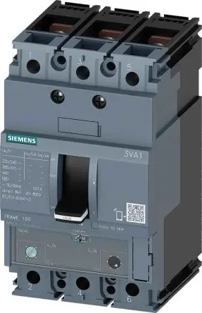 Produktfoto 1 von Siemens SENTRON SENTRON, Kompaktschutzschalter 3-polig, 32A Feststehend / Abschaltvermögen 7 kA 690V ac 600 V dc