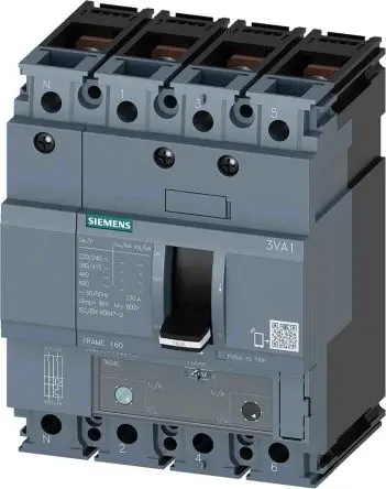 Produktfoto 1 von Siemens SENTRON 3VA1, Kompaktschutzschalter 4-polig, 80A / Abschaltvermögen 36 kA 690V ac 600 V dc